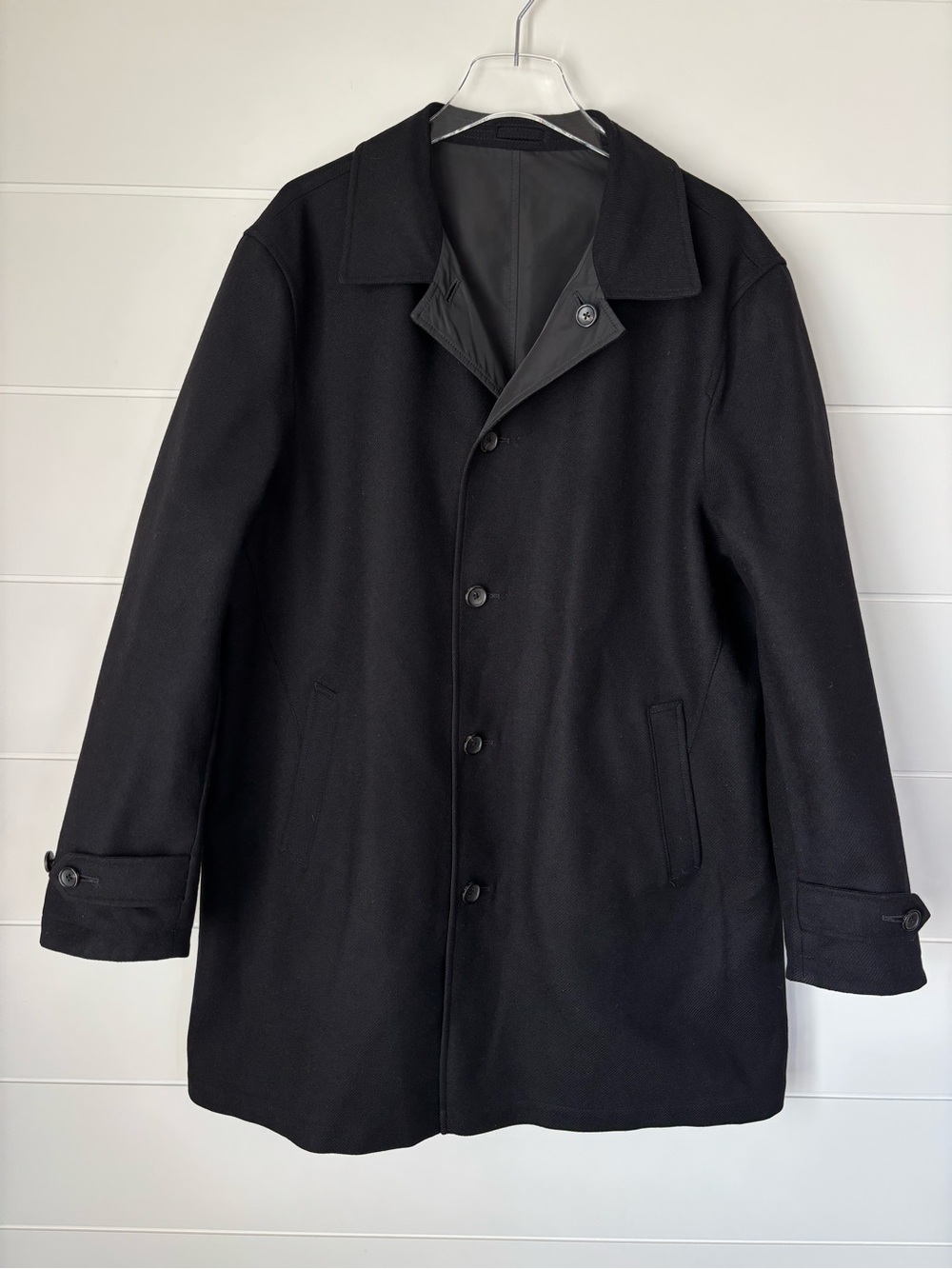 Brooks Brothers Reversible Wool Single-Breasted Car Coat Mens 46